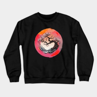 Ocean Waves Orange Pink Cherry Blossom Crewneck Sweatshirt